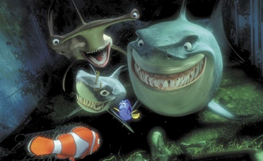 Sharks and fish in Finding Nemo, Pixar